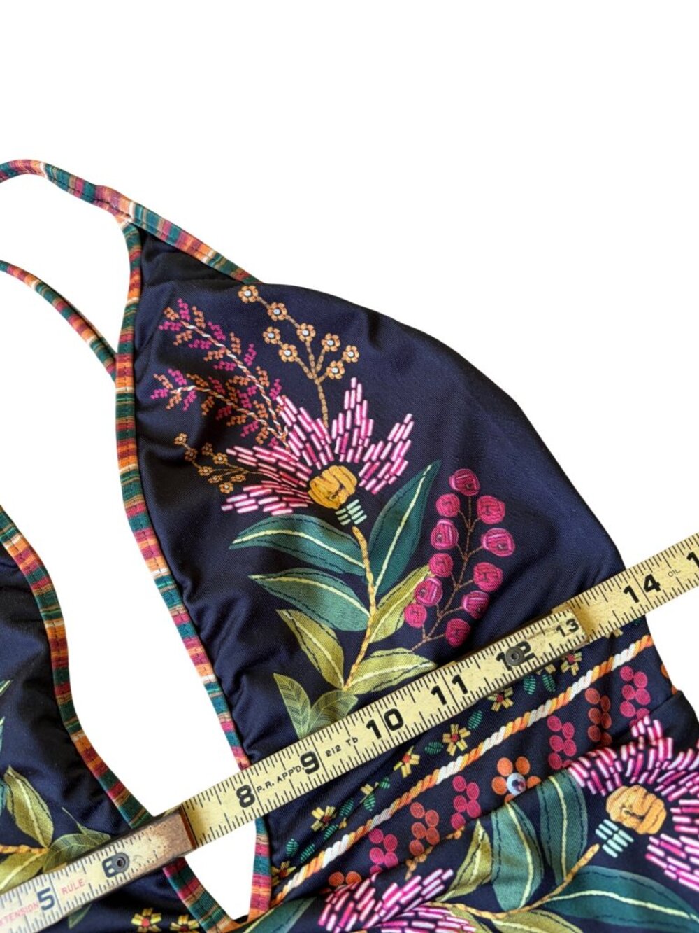 Farm Rio Fiona One Piece Swimsuit XL Plunging Halter Neckline Brown Floral Boho - Picture 3 of 6